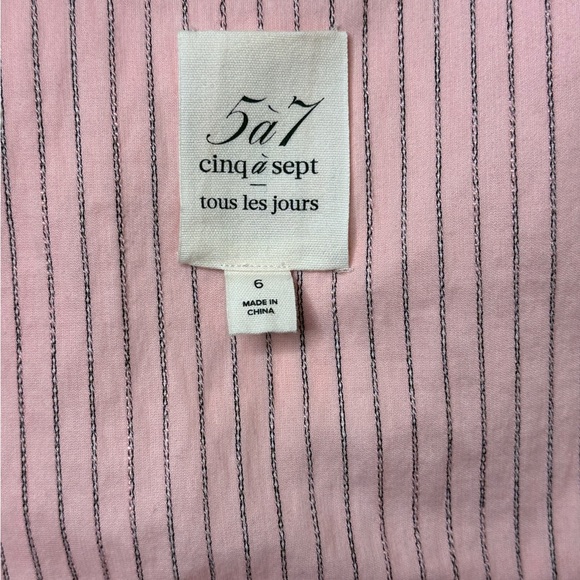Cinq a Sept Pink Pinstriped Button-Up Dress Condition: Excellent pre-owned - Picture 4 of 4